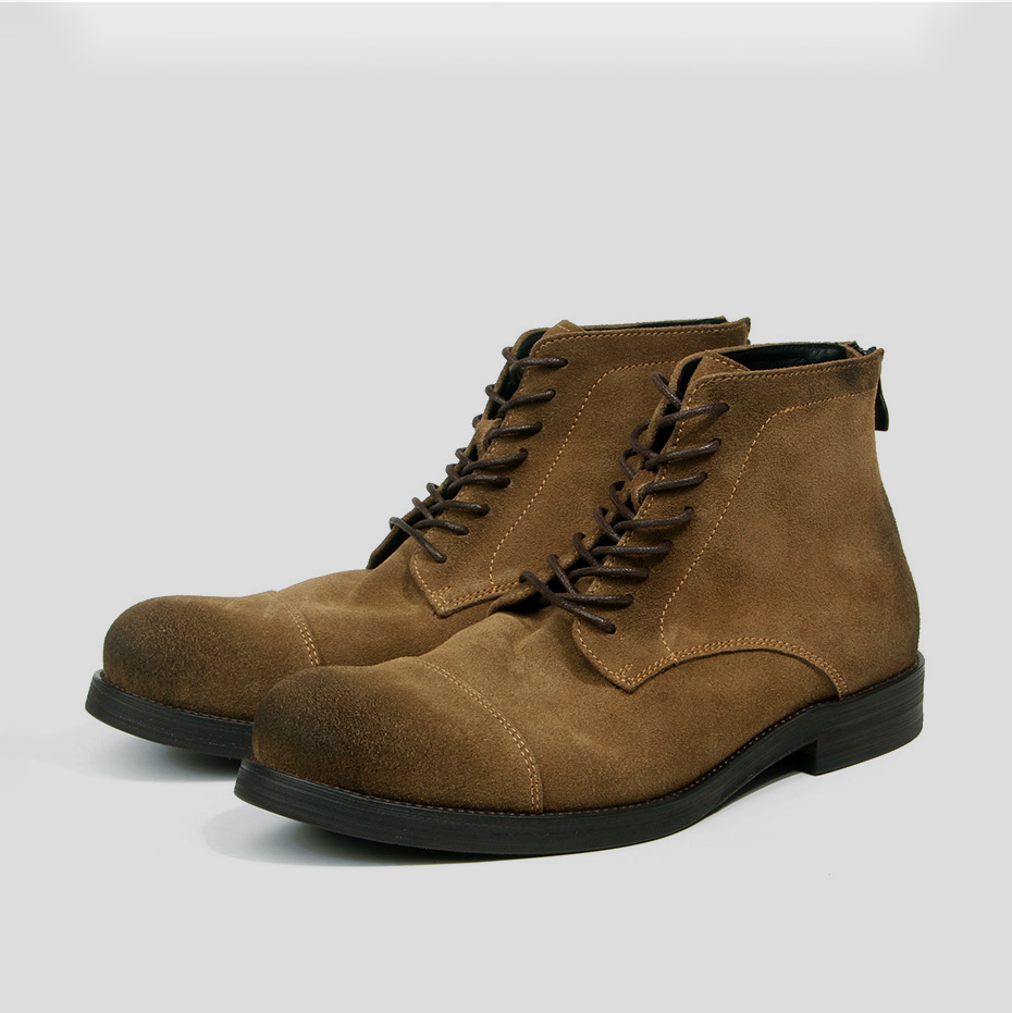 Men Shoes Oxford - LIHUAMAO suede cow leather vintage Men