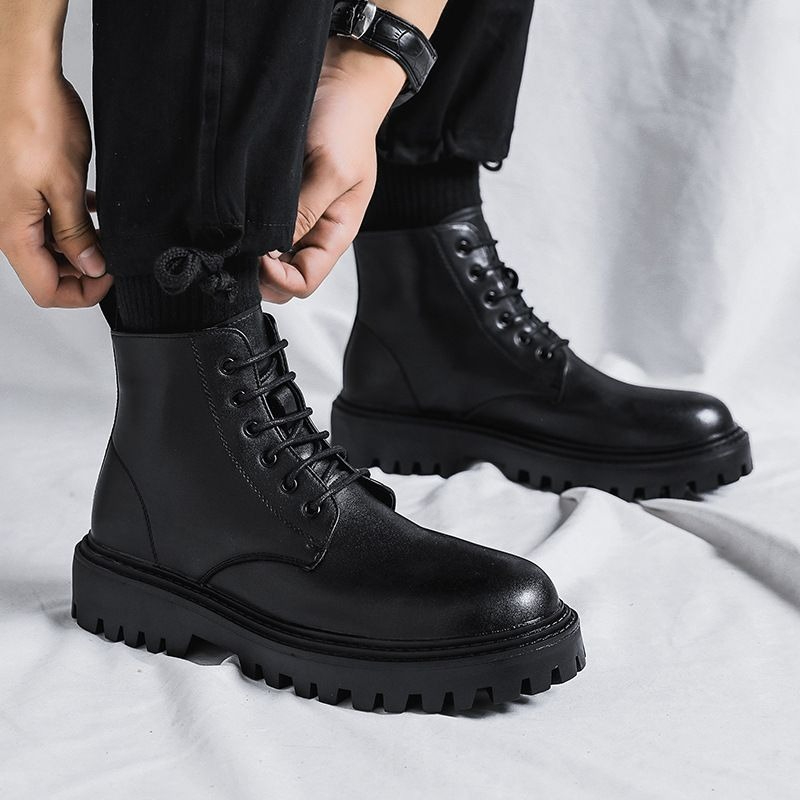 Men High Top Leather Boots Fas - Men'S Shoes To Increase Height review and price