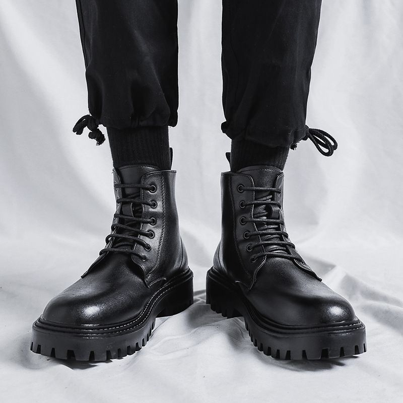 Men High Top Leather Boots Fas - Men'S Shoes To Increase Height review and price