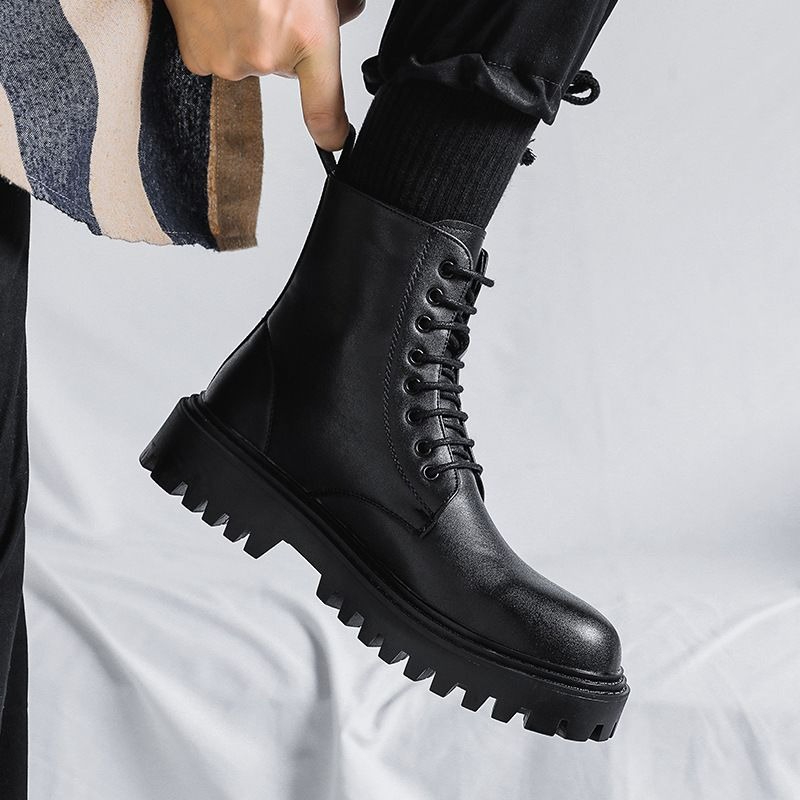 Men High Top Leather Boots Fas - Men'S Shoes To Increase Height review and price