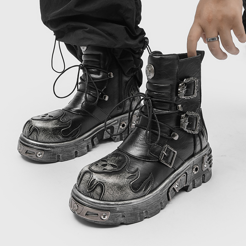 Punk Style Retro Cool Skull Fl - Men'S Shoes To Increase Height review and price