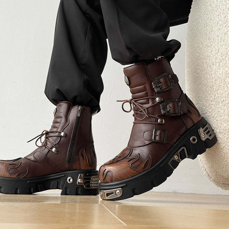 Punk Style Retro Cool Skull Fl - Men'S Shoes To Increase Height review and price