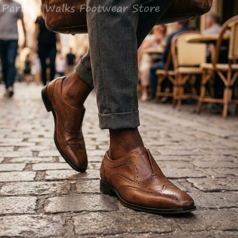 Mens Brown Leather Brogue Shoe - Men Shoes Oxford review and price