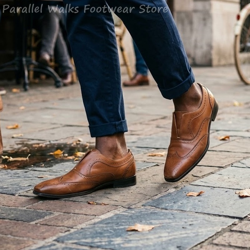 Mens Brown Leather Brogue Shoe - Men Shoes Oxford review and price